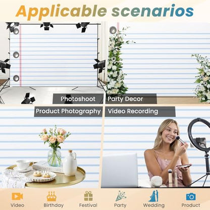 5x7ft Photography Backdrop School Backdrop Notebook Paper Welcome First Day Composition Classroom Photo Backdrop Photography Background for Photoshoot Portrait Video Party Photo Studio Prop Booth - color: Color8