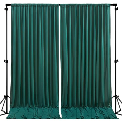 8ftx10ft Wrinkle Free Hunter Green Backdrop Curtain - 10 Feet Photography Backdrop Drapes, Silky Polyester Back Drop Cloth for Wedding Baby Shower Balloon Arch Background - color: Hunter Green, size: 8FTx10FT (W4'xH10', 2 Panels)