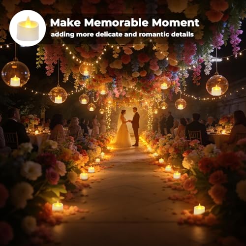 White Flameless LED Tea Lights - Battery-Powered Dancing Flame Candles for Modern Homes, White Weddings & Easter Decor (White Base, 24 Pack) - color: White Base, size: 24 Pack