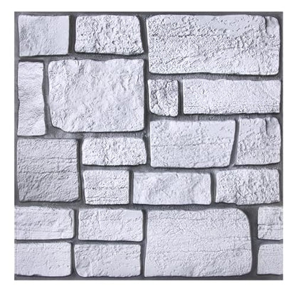 COMSTICKC 3D Faux Stone Wall Panel,Peel and Stick Tiles,10 Pcs of 12"X12",Self-Adhesive PVC Lock Stone Adhesive Black Rock Paneling Backsplash,Paintable Decorative Tile - color: Gray-3