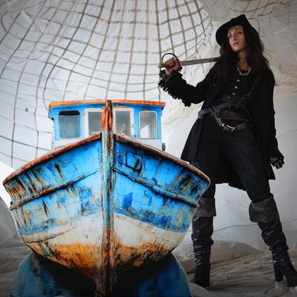 Beeveer 4ft 3D Old Pirate Fishing Boat Cardboard Cutout Stand-up Beach Nautical-Inspired Events Camping-Themed Boat Stand up Photo Props for VBS Vacation Bible School Halloween Party Supplies