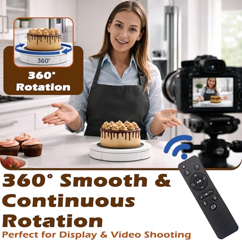 PROLEE Rotating Platform 12Inch/360lbs Capacity, 360 Degree Rotating Display Stand, Rotating Turntable for Photography, Remote Motorized Electric Turntable with 5 Colour Surface Covers and Carry Bag - color: White