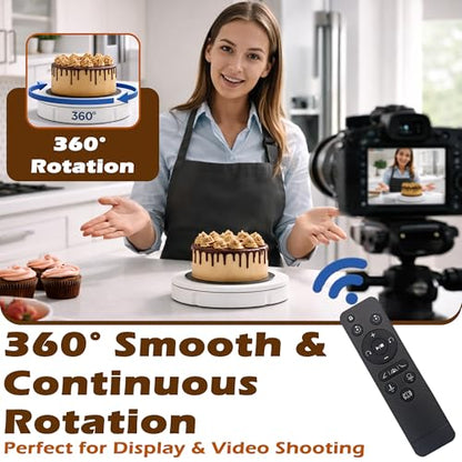 PROLEE Rotating Platform 12Inch/360lbs Capacity, 360 Degree Rotating Display Stand, Rotating Turntable for Photography, Remote Motorized Electric Turntable with 5 Colour Surface Covers and Carry Bag - color: White
