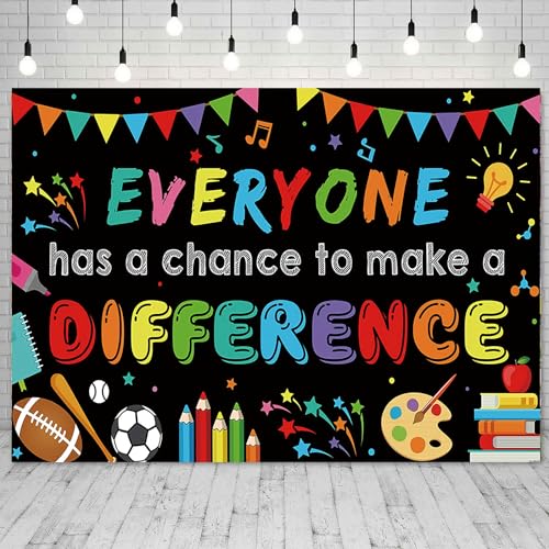 Back to School Backdrop 7x5ft Fabric First Day of School Photo Background Banner Welcome Back to School Classroom School Decorations Teachers Kids Students Photoshoot Background - color: Everyone Has Chance, size: 7x5ft