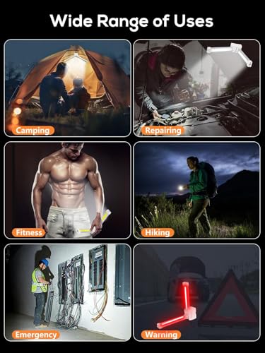 Gym Lamp, Gym Lighting for Posing, Magnetic Photography Light, Gift for Women/Men, 180° Rotate Foldable with Hang Hook Camping Lamp, USB LED Handheld Flashlight-White - color: White