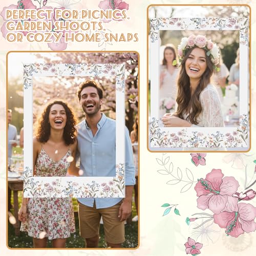 Bucherry 32 x 24 Inches Wedding Photo Booth Props Picture Frame DIY PVC Cutouts Photo Booth Prop Selfie for Bridal Shower Birthday Baby Shower Graduation Party Supplies Favor - style: Elegant Style