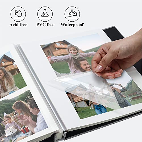 Vienrose Large Photo Album Self Adhesive for 4x6 8x10 Pictures Linen Scrapbook Album DIY 60 Blank Pages with A Metallic Pen Grassgreen - color: Grassgreen, size: 11"x10.6" 60Pages