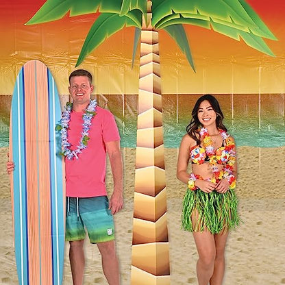 Beistle Printed Plastic Sandy Beach Photo Backdrop Summer Tropical Photography Background for Luau Party - style: Beach