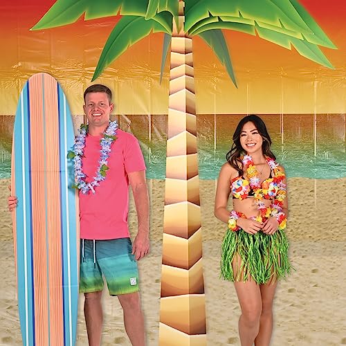 Beistle Printed Plastic Sandy Beach Photo Backdrop Summer Tropical Photography Background for Luau Party - style: Beach