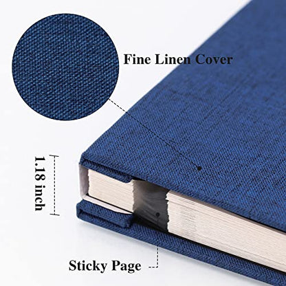 Vienrose Large Photo Album Self Adhesive for 4x6 8x10 10x12 Pictures Linen Scrapbook Album DIY 60 Blank Pages with A Metallic Pen - color: Blue, size: 13"x12.6" 60Pages