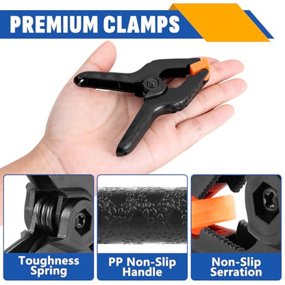 24 Pack 3.5 inch Plastic Spring Clamps, Black Heavy Duty Clips, Backdrop Clips, Plastic Clamps for Crafts, Backdrop Stand, Woodworking, Photography - size: 3.5in-24P