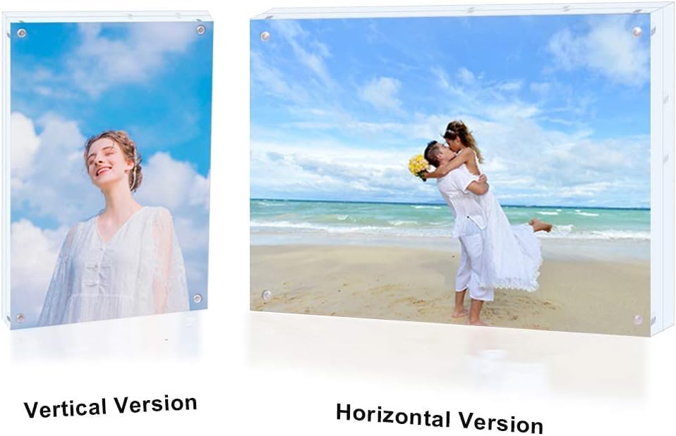 2 Pack 11x14 Acrylic Picture Frame,Clear Double Sided Magnetic Frames With Stand,Frameless Floating Frame for Artwork Poster Certificate Document - size: 11x14"-2