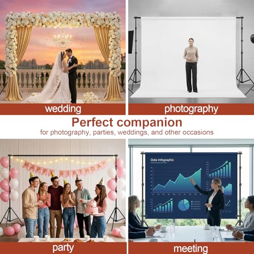 Backdrop Stand 10x7ft(WxH), Photo Studio Adjustable Background Stand Support System Kit with 8 Crossbars, 8 Clamps and Carrying Bag for Parties, Wedding, Photography, Decoration - size: 7x10ft