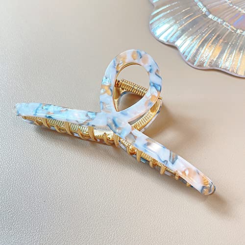 Big Butterfly Hair Claw Clips for Women - 4.7" Large Acetate Metal Hair Clips for Long Thick Hair (Mixed Blue) - color: white blue02