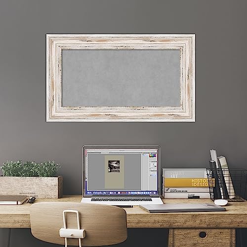 Amanti Art White Framed Magnetic Board 17x29 Small Vision Board for use with Magnets, 100% Metal Sheet to Display Items as Office Decor or for Home Organization in mudroom, Kitchen or Kids Room - color: Alexandria White Wash, size: 29"W x 17"H