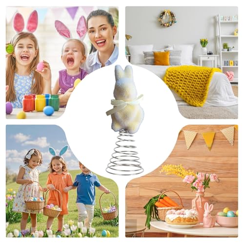 Easter Tree Topper Bunny,Spring Festival Moss Rabbit Ornament | Flocking Bunny Topper | for Home Farmhouse Party Mantel Cabinet Porch Basket Gathering Celebration - color: Yellow