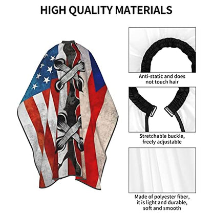 Puerto Rico Barber Cape With Adjustable Closure, Hairdressing Haircut Apron Barber Cover Gown For Hairdresser Styling Home - color: Puerto Rico American Flag