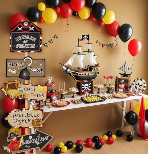 WERNNSAl Pirate Party Decorations - 10PCS Pirate Birthday Party Decorations for Adventure Birthday Party Supplies Funny Parrot Pirate Decor for Home Garden Yard Wall Decor - style: Pirate 002