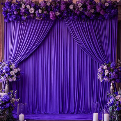 Purple Backdrop Curtains 4 Panels - Wrinkle-Free Polyester Photography Drapes for Baby Shower & Birthday Party - 16 X 10FT - color: Purple, size: W4' x H10'(4 panels)
