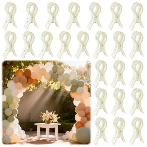 PUGPIU 24 Pack Balloon Arch Clips for Backdrop | Plastic White Spring Clamps | 3.5 Inch Heavy Duty Clip for Backdrop Stand | Birthday Wedding Decoration | Photography Studio | Crafts | Clothing - color: White2