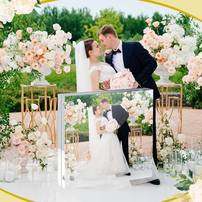 12 Pack 4X4in Acrylic Picture Frame, Clear Picture Frames Double Sided Magnetic Freestanding Photo Block Frame Desktop Display Floating Frameless Acrylic Frame Stand - size: 4X4