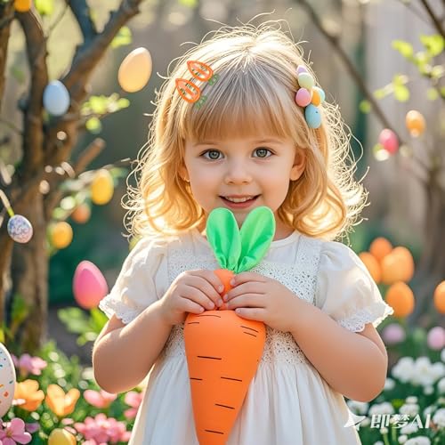 10Pcs Easter Hair Clips Carrot Hair Barrettes Metal Carrot Shaped Hair Pins Cute Hair Accessories for Women Girls Easter Party Supplies