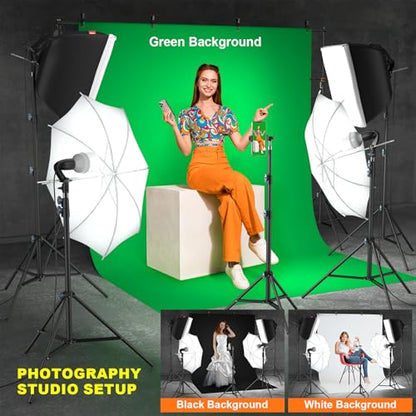 LINCO Lincostore Photo Video Studio Light Kit AM169 - Including 3 Color Backdrops (Black/White/Green) Background Screen