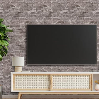 YU LI 3DH 3D Wall Panels Peel and Stick Faux Stone Wall Panel White 20-Pack Faux Brick Self-Adhesive Wallpaper 3D Foam Brick Wallpaper - color: Gray, size: 20PCS