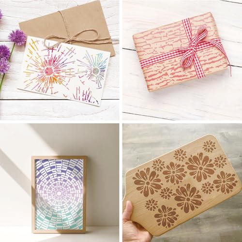 16 Pieces Stencils for Painting, Abstract Texture Mixed Media Art Supplies Crafts Reusable Layering Stencil Brick Pattern Templates for Drawing Card Making Canvas Furniture Paper (Texture) - style: texture