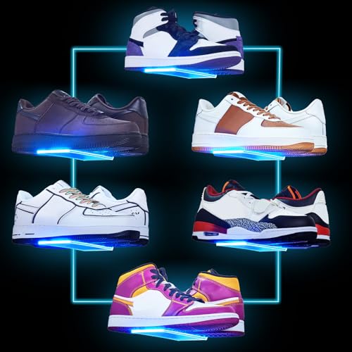 DILIBRA Set of 6 Floating Shoe Display Shelf with Lights, Glow Color Changing Clear Acrylic Shoe Shelf for Wall, Levitating Sneaker Shelves Wall Mount for Display Your Top Shoes Collection - color: 6pcs+clear, size: 6pcs