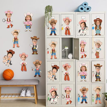 60pcs Western Theme DIY Cutouts Cowboy Cowgirl Hat Bulletin Board Decoration Set Wild Western Paper Cut-Outs Classroom Decor for Boy Girl DIY Photo Craft Kindergarten School Wall Door Supplies - style: Western