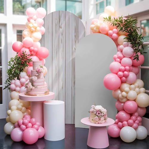Wood Grain Arch Backdrop Cover 5 FT White Wood Texture Simple Style Country Stretchy Elastic Arch Stand Covers Spandex Arched Background Birthday Wedding Party Decoration (No Stand) - size: 5x2.1ft
