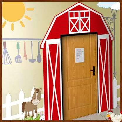 Mindsoft 3 Pcs Farm Animal Party Decorations Barn Door Banner Barn Door Backdrop Farm Birthday Supplies for Baby Shower Family Reunion Theme Party Supplies Halloween Trunk or Treat Car Decorations