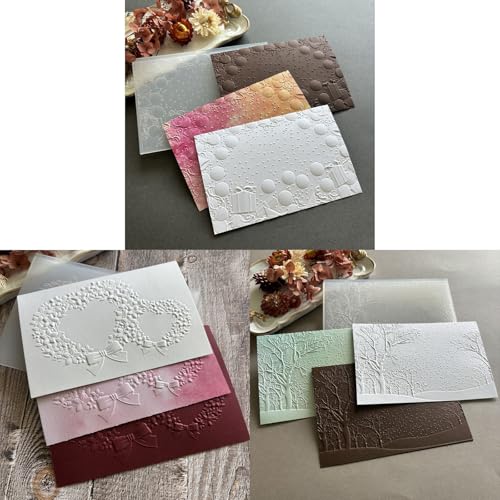 3Set Flower Leaves Plastic 3D Embossing Folder DIY Craft Template Molds Stamp Stencils Scrapbook Paper Cards Photo Album, Bow Gifts Heart Christmas Embossing Folders Handmade Art Craft Supplies - color: 3 Pack Gifts