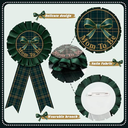 Blue Green Tartan Plaid Mom to Be Sash Baby Shower Dad to Be for Bear Themed Baby Shower Party Gender Reveals Party Favors Decorations for Boys and Girls Pregnancy Props Keepsake Gifts - style: Blue and Green Plaid