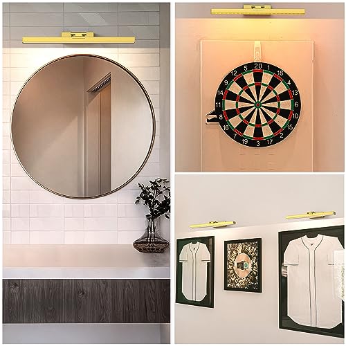 PESUTEN Picture Light Battery Operated, 16in Wireless Art Light for Paintings CCT Dimmable Recharging Battery Picture Light with Remote Control for Gallery Dartboard Art Bedroom Bathroom Gold - color: Gold