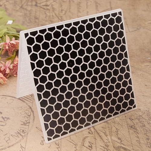 Honeycomb Beehive Background Pattern Plastic Embossing Folder, 3D Textured Impressions Bee Honey Background Embossing Folder Template for Card Making Scrapbooking Paper Craft Album Stamps DIY Décor - color: Honeycomb Background