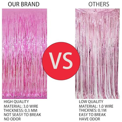 Valentines Day Keyali 2 Pack 3.3 * 8.3 ft Foil Curtain Metallic Tinsel Fringe Curtains Photo Booth Props Backdrop for Birthday Wedding Engagement Baby Shower Christmas Holiday Celebration Partyl,Pink - color: Pink, size: 2 Pack