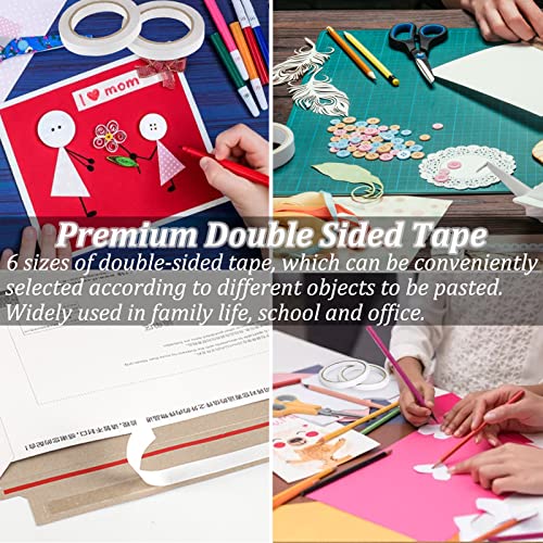 Double-Sided Fabric Tape, Hem Tape No Sew Double Sided Tape for Crafts Arts, 6 Rolls Strong Adhesive Cloth Sewing Tape for Hemming, Clothing Repairs, Pants, DIY Projects, Paper Backing (0.6/0.8/1inch) - size: 15mm*2 / 20mm*2 / 25mm*2