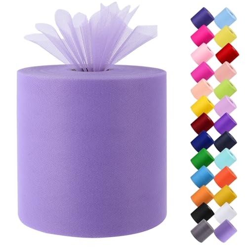 Tulle Fabric Roll, 6” by 200 Yards (600FT) Tulle Organza Fabric Spool for DIY Tutu Skirt Baby Shower Decor Wedding Backdrop Crafts Birthday Party Supplies (Lavendar) - color: Lavendar