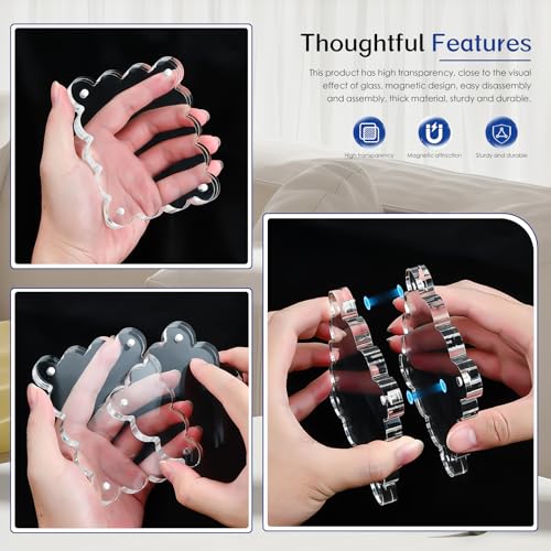 2Pack Magnetic Acrylic Picture Frames 2×3 Inch - Scalloped Glass Frame with 10+10mm Thick Block, Double Sided Clear Frames for Desktop Display | Trendy Home Gift (2 Pack, 2×3) - color: 2 Pack, size: 2×3