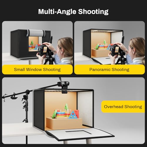 RALENO 16"x12" Photo Light Box Photography, 24W Foldable Photo Studio Light Box, Dimmable Shooting Tent Kit with CRI>95 & 6 Backdrops for Toys Jewelry Watches Cosmetics - size: 16*12 inch