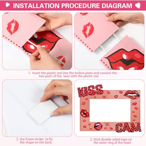 RattanView Large Size Wedding Poto Booth Props, 31.5 X21.6in Kiss Cam Frame Cardboard Cutout Valentines Photo Booth Photography for Galentines Day Party Wedding Birthday Decorations(Lip Print) - style: Lip Print