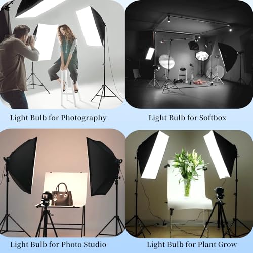 2 Pack 85W LED Soft Box Light, Photography Light Bulb 2700-6500K Remote Control Dimmable Color Temperatur, E27 Lights Photography Photo Video Studio Lighting - size: LED 85W