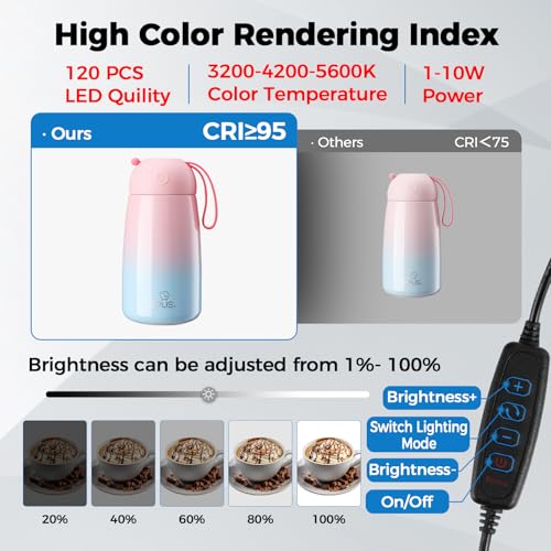 Photo Light Box, 16"x12"x12" Foldable Photography Light Box with CRI>95 120 Light Beads. Dimmable Shooting Tent Kit with White and Warm Light. 6 Color Backdrops Photo Booth for Studio Products Display - size: 16" x 12" x 12"