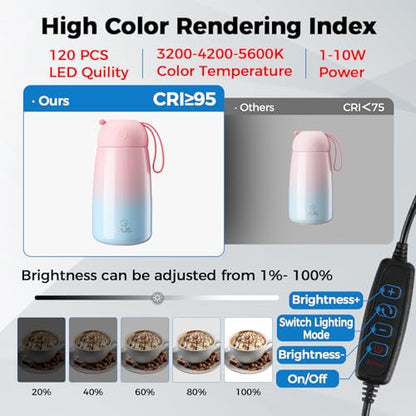 Photo Light Box, 16"x12"x12" Foldable Photography Light Box with CRI>95 120 Light Beads. Dimmable Shooting Tent Kit with White and Warm Light. 6 Color Backdrops Photo Booth for Studio Products Display - size: 16" x 12" x 12"