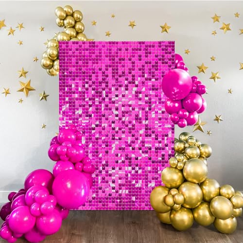 3FTx4FT Sequin Wall Backdrop Hot Pink Shimmer Wall Backdrop Panels Shiny Party Background for Anniversary Disco Bridal Shower Birthday Decorations - color: Hot Pink, size: 3ftx4ft