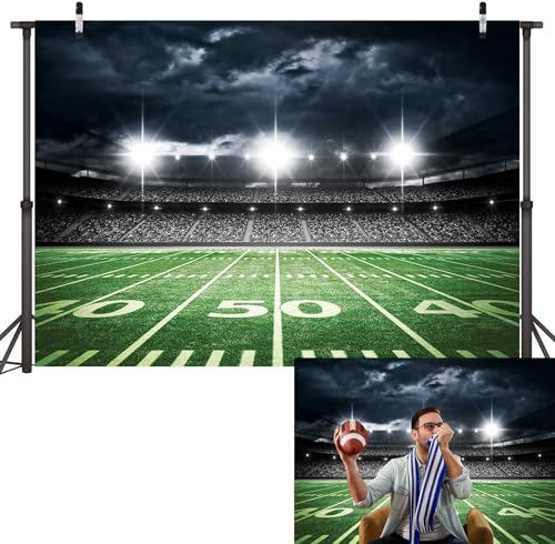 Football Field Backdrop Sports Stadium Photography Background Football Theme Birthday Party Decorations Banner Supplies (94x70inch(8x6FT)) - size: 94x70inch(8x6FT)