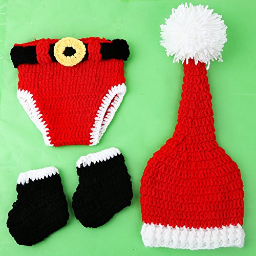 SUNBABY Newborn Baby Christmas Santa Knitted Crochet Photography Prop Costume Outfits