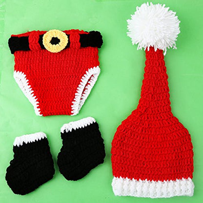 SUNBABY Newborn Baby Christmas Santa Knitted Crochet Photography Prop Costume Outfits